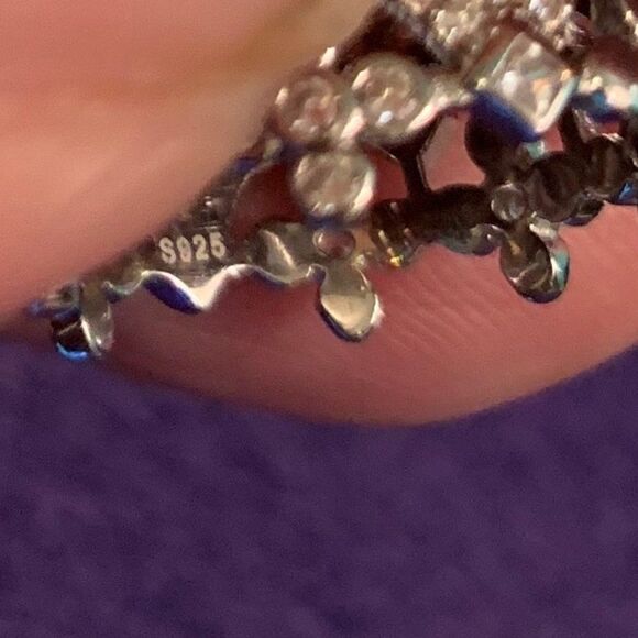 New, no tags, solid sterling, aquamarine, diamonds, intricate silver setting - Picture 8 of 12